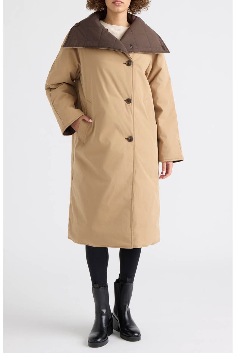 Ana Reversible Padded Wrap Coat, Main, color, BRITISH TAN/ ESPRESSO