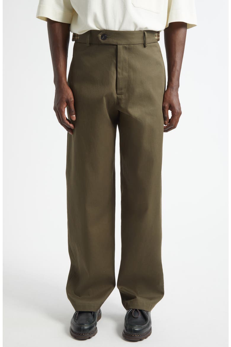 Straight Leg Trousers, Main, color, OLIVE / BROWN CHECK