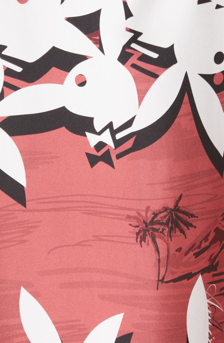 AMIRI Playboy Bunny Logo Silk Camp Shirt, Alternate, color,