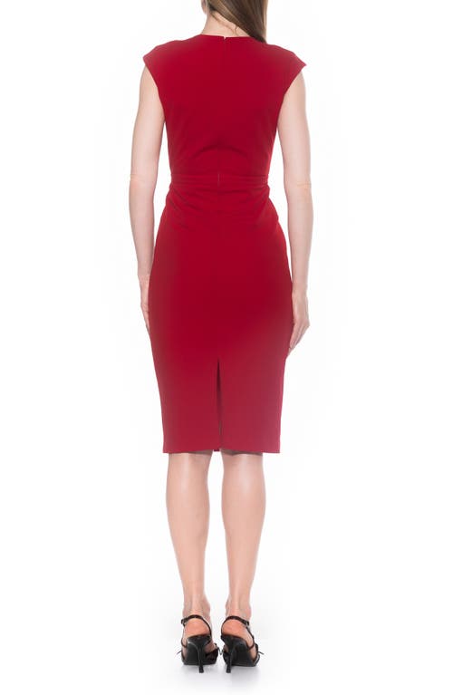 Alexia Admor Essence Cap Sleeve Midi Sheath Dress In Red