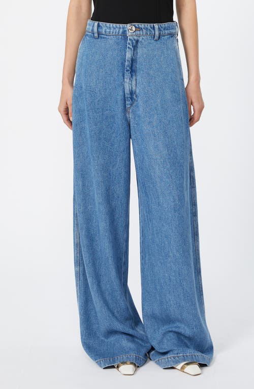 SPORTMAX Oversize Lyocell Denim Wide Leg Jeans in Midnight Blue at Nordstrom, Size 25