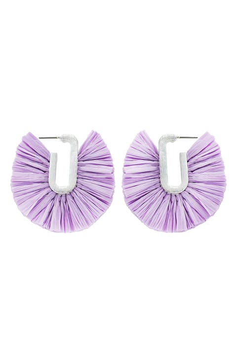 Raffia Fan Hoop Earrings
