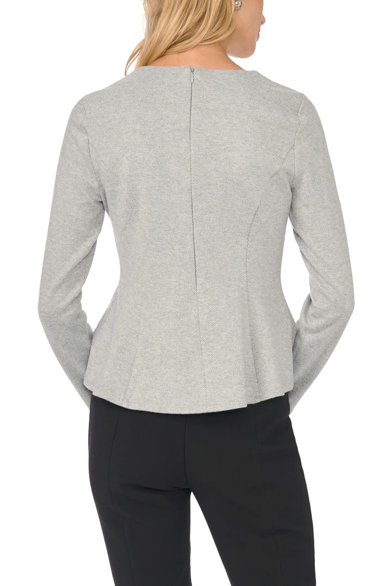 Long Sleeve Peplum Top, Alternate, color, LT HTHR GREY