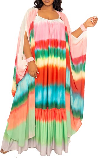 Smocked Puff Sleeve Cotton Blend Dress