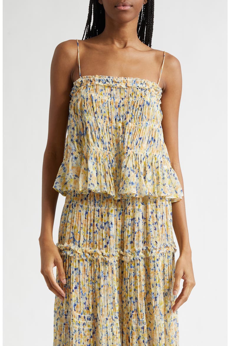 Florian Floral Silk Top, Main, color, DAFFODIL