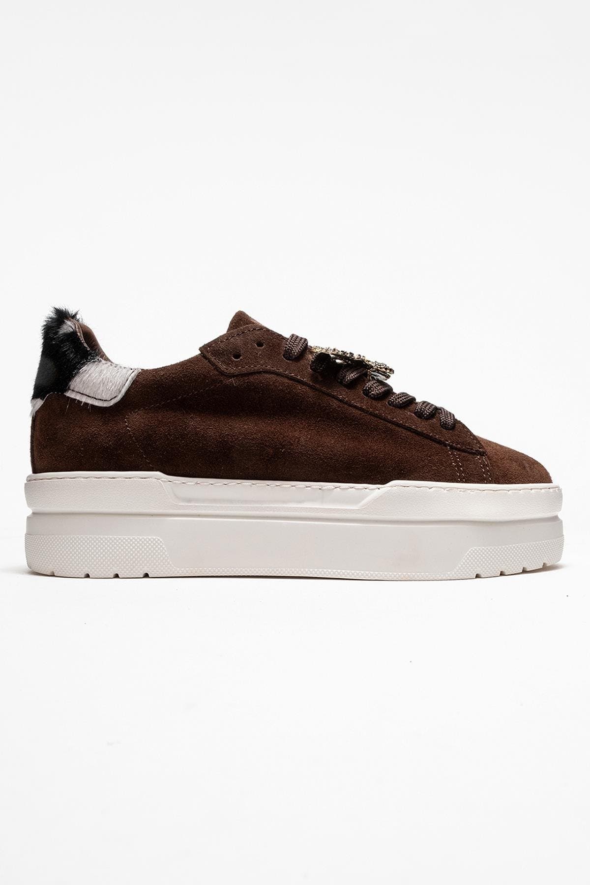 Forever & Always Shoes Anda Leather Buckled Sneakers, Alternate, color, Brown Suede Leather