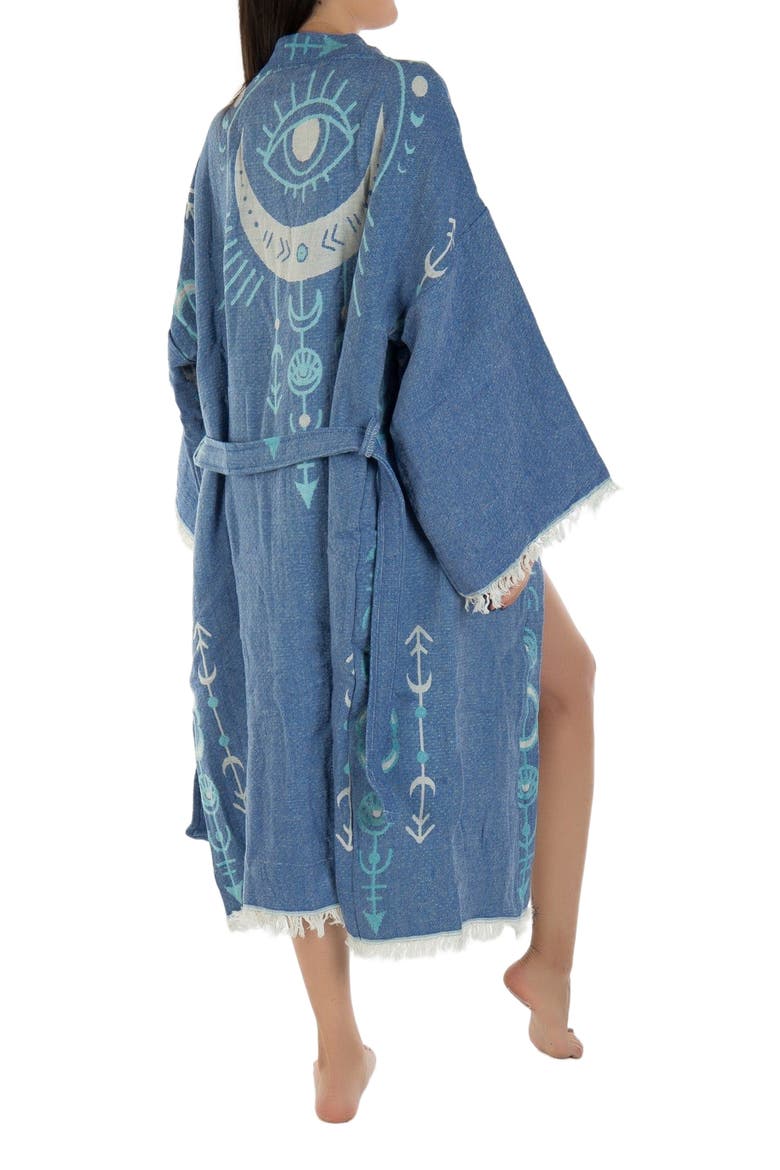 Luna - Moon Handmade Boho Cotton Robe Cover-Up, Alternate, color, Blue