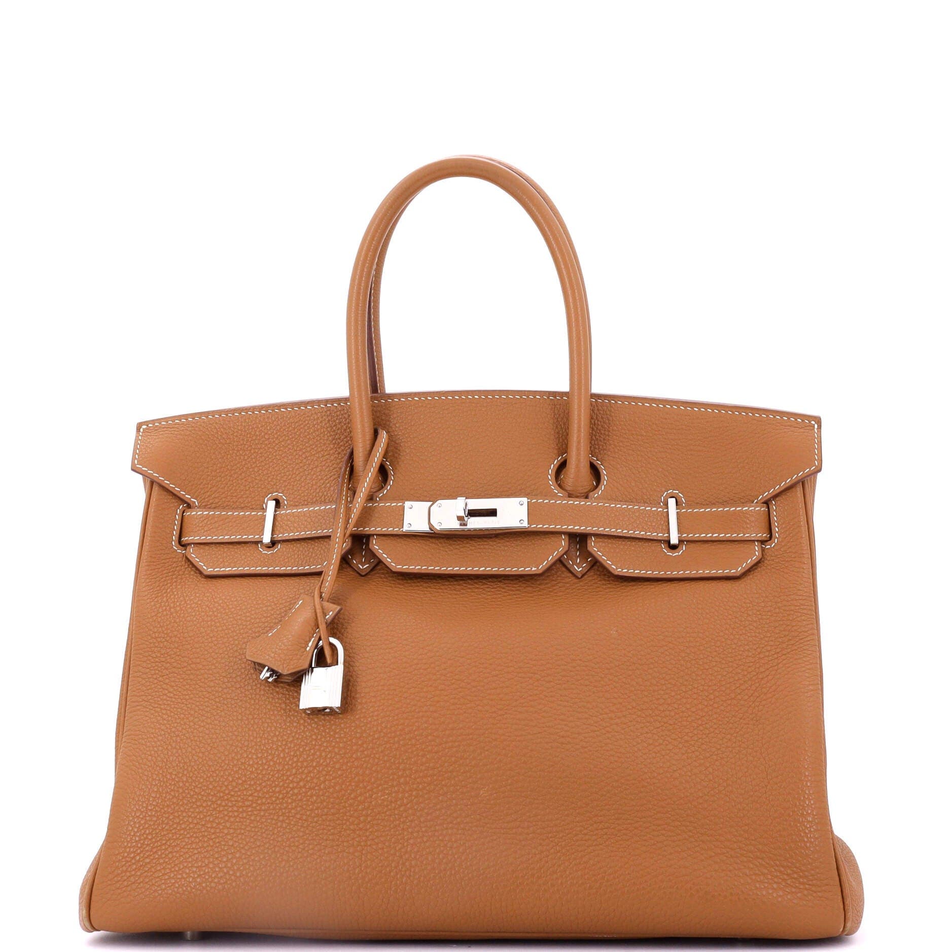 Pre-Owned Hermes Birkin Handbag Brown Togo with Palladium Hardware 35, Main, color, 