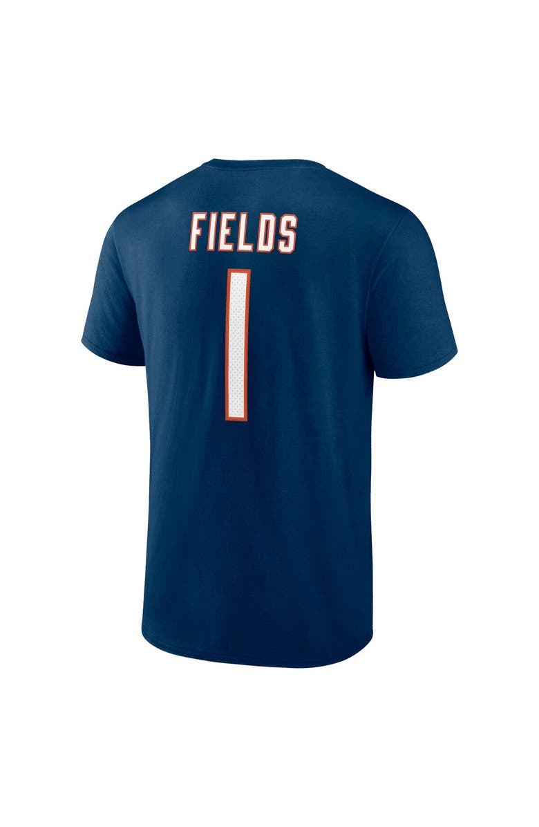 FANATICS Men's Fanatics Branded Justin Fields Navy Chicago Bears Player Icon T-Shirt, Alternate, color, 