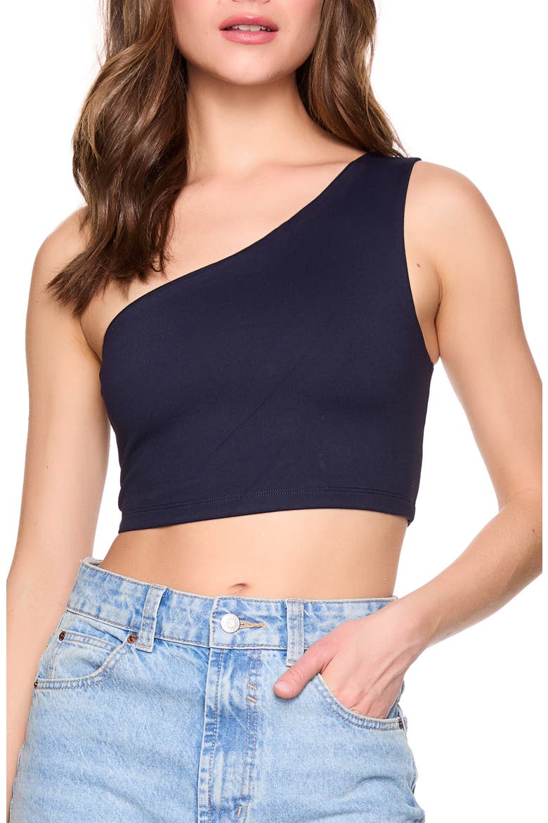 One-Shoulder Crop Top, Main, color, MIDNIGHT