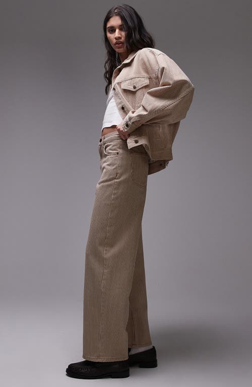 Topshop Cinch Low Rise Relaxed Jeans In Brown