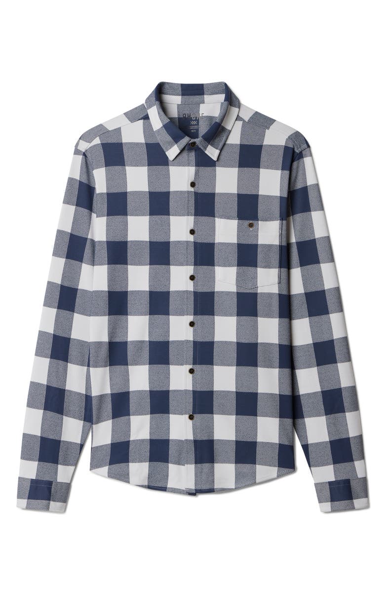 Rhone Hardy Check Flannel Button-Up Shirt, Alternate, color, Sleet Gray Buffalo Check