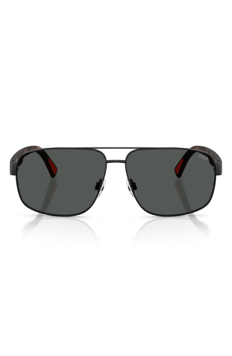 Polo Ralph Lauren 61mm Pilot Sunglasses, Main, color, Semishiny Black / Dark Grey
