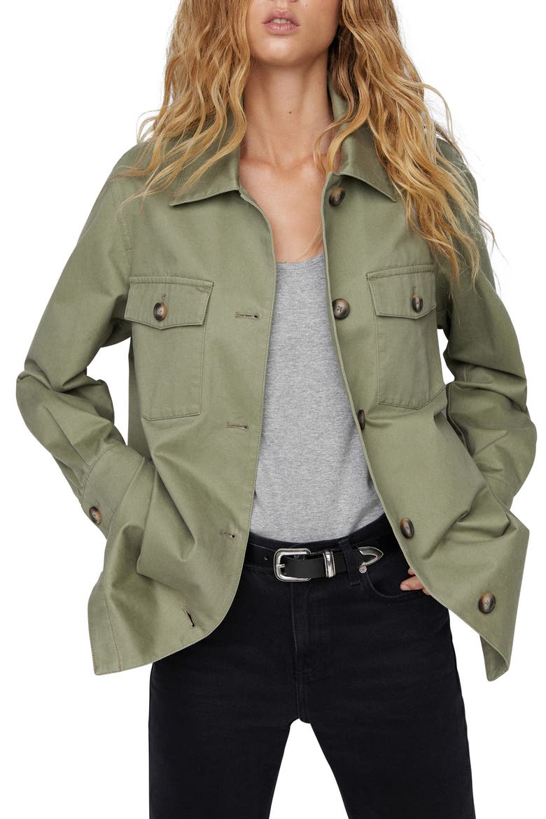 Cotton Overshirt, Main, color, KHAKI GREEN