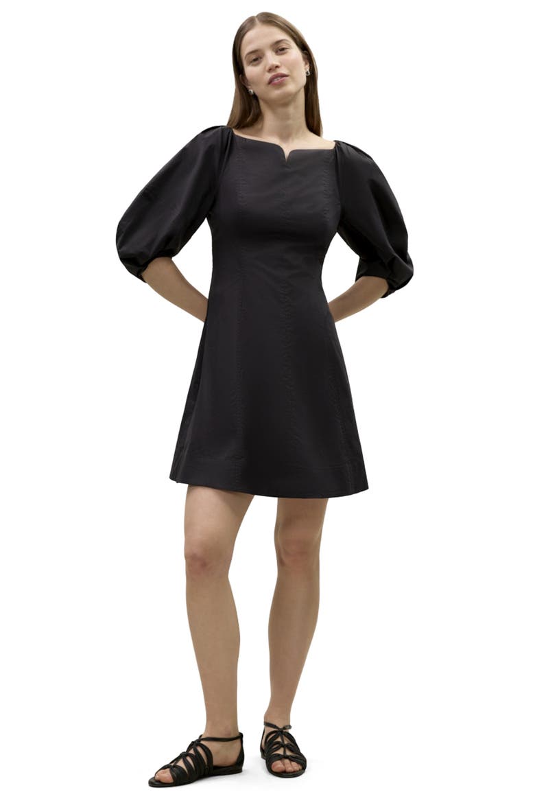 Isla Poplin Mini Dress, Main, color, Black