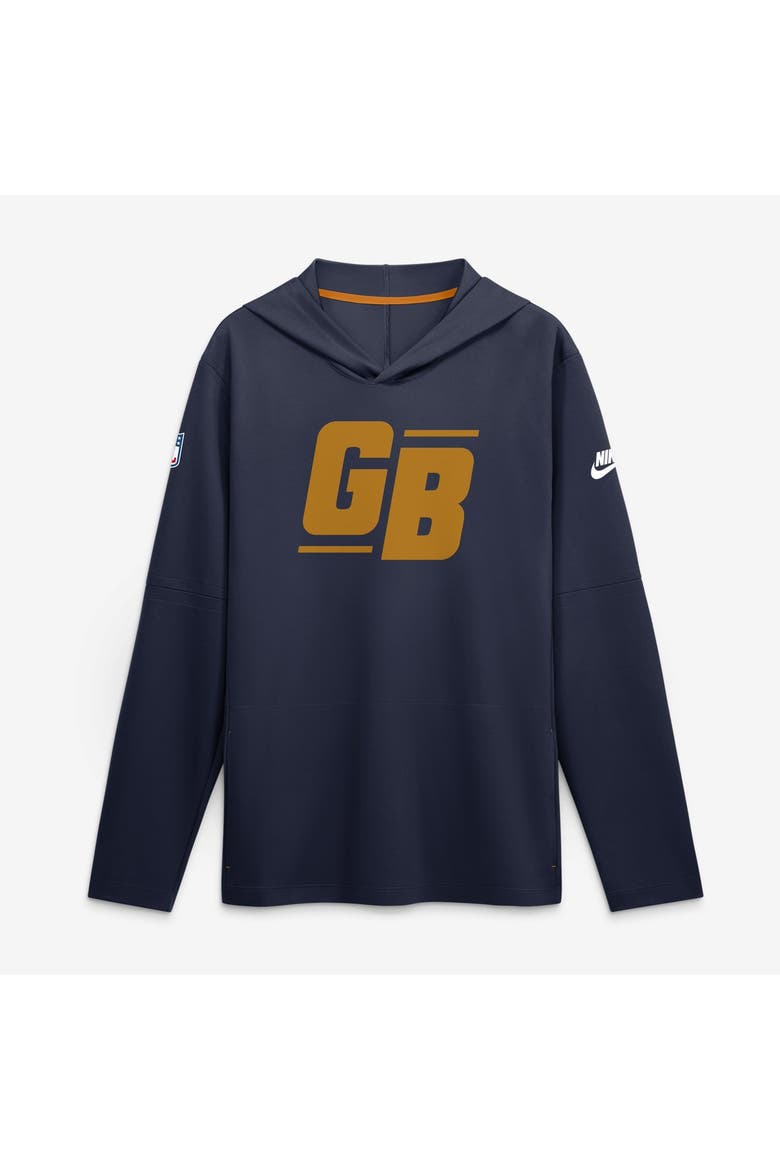 Men's Nike Navy Green Bay Packers Sideline Alternate Lightweight Long Sleeve Hooded Dri-FIT T-Shirt, Main, color, Navy