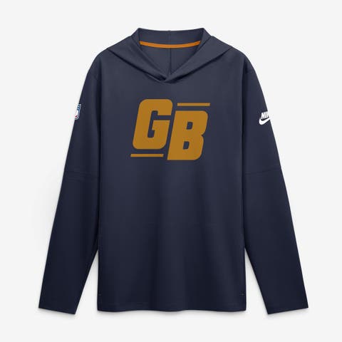 Men's Nike Navy Green Bay Packers Sideline Alternate Lightweight Long Sleeve Hooded Dri-FIT T-Shirt
