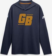 Nike Men's Nike Navy Green Bay Packers Sideline Alternate Lightweight Long Sleeve Hooded Dri-FIT T-Shirt