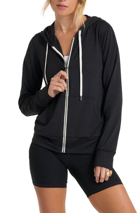 Zip up hoodie black womens sale