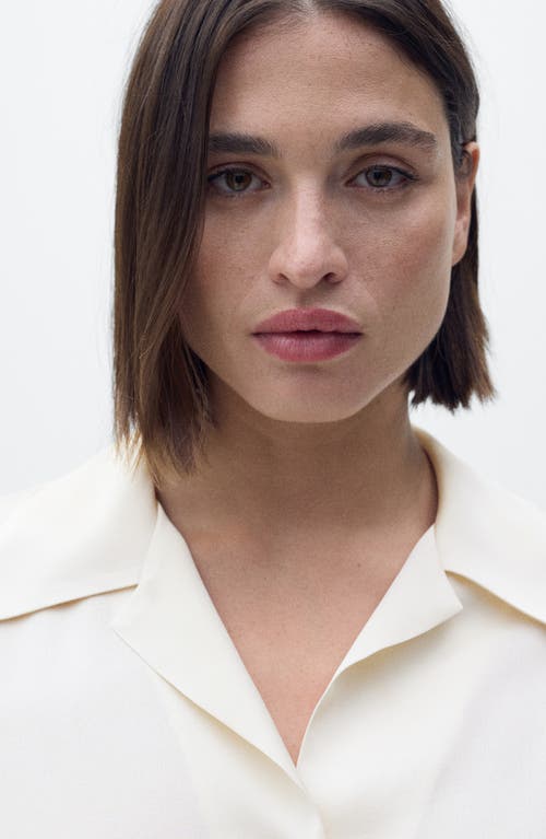 Mango Short Sleeve Satin Button-up Shirt
