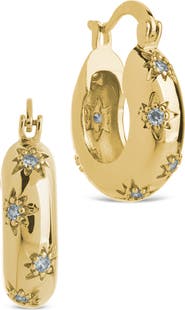 Sterling Forever Charleigh Cubic Zirconia Starburst Hoop Earrings