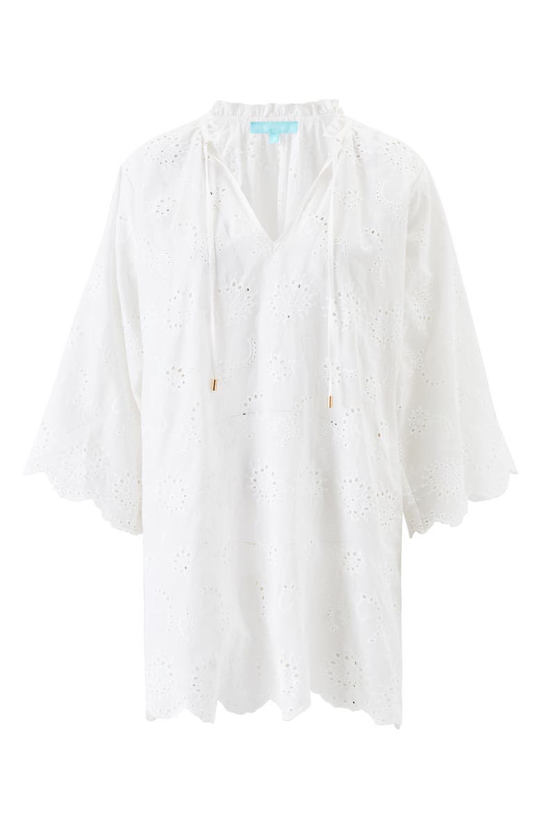 Melissa Odabash Lucy Embroidered Cotton Cover-Up Tunic, Alternate, color, White