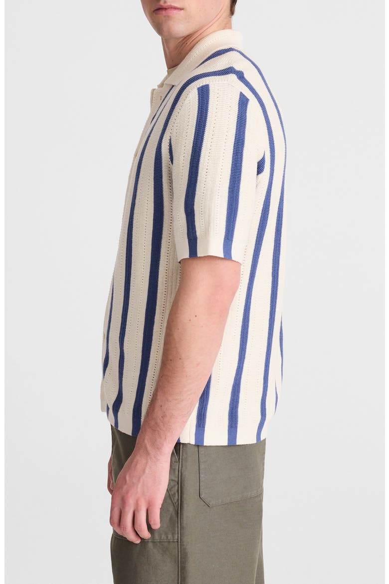 Stripe Button-Up Cotton Sweater Polo, Alternate, color, SAND STRIPE