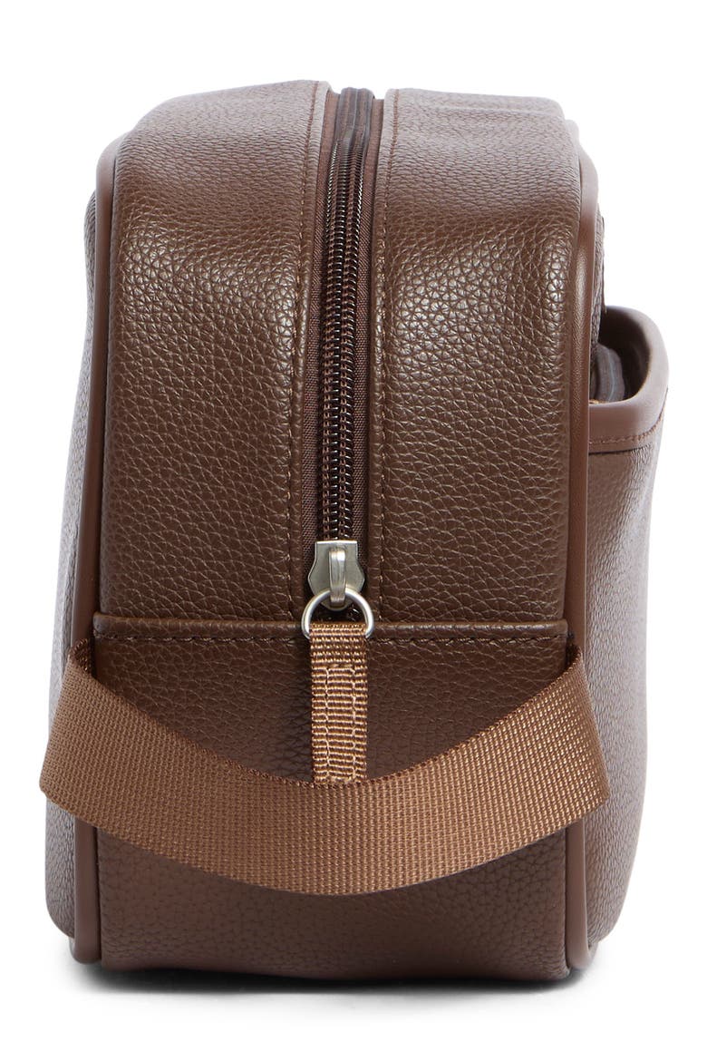 Milled Top Zip Dopp Kit, Alternate, color, BROWN