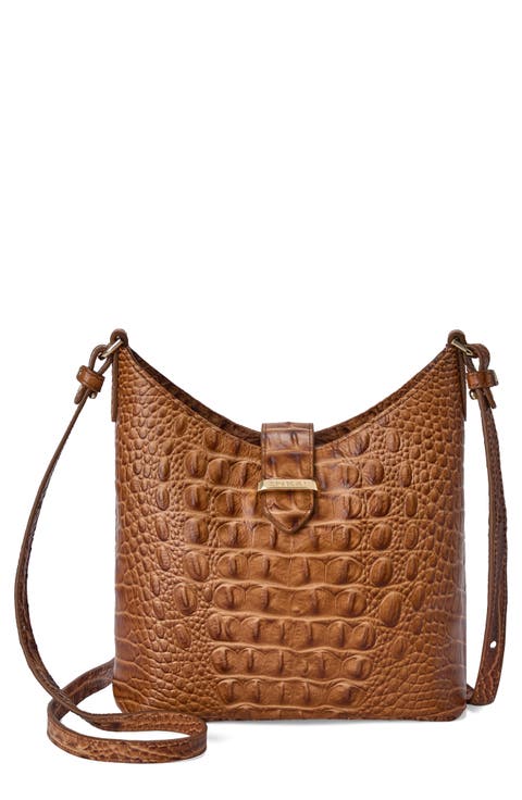 Small Gwynne Croc Embossed Leather Crossbody Bag