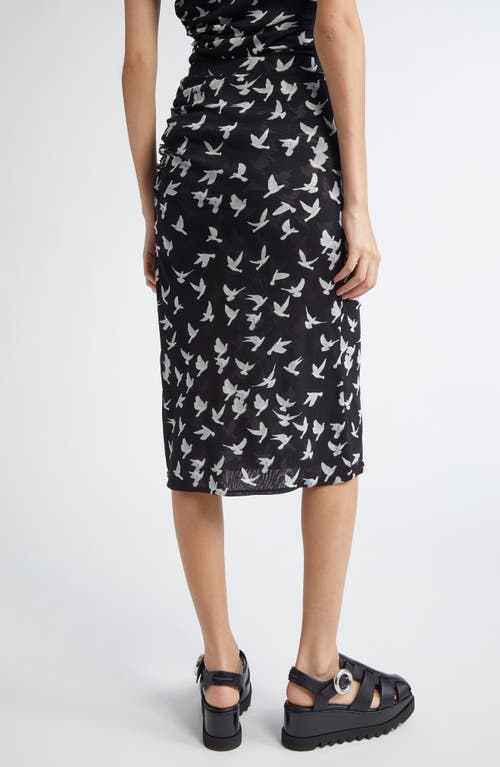 Stella Mccartney Mesh Flying Bird Haze Midi Skirt In Black In Black