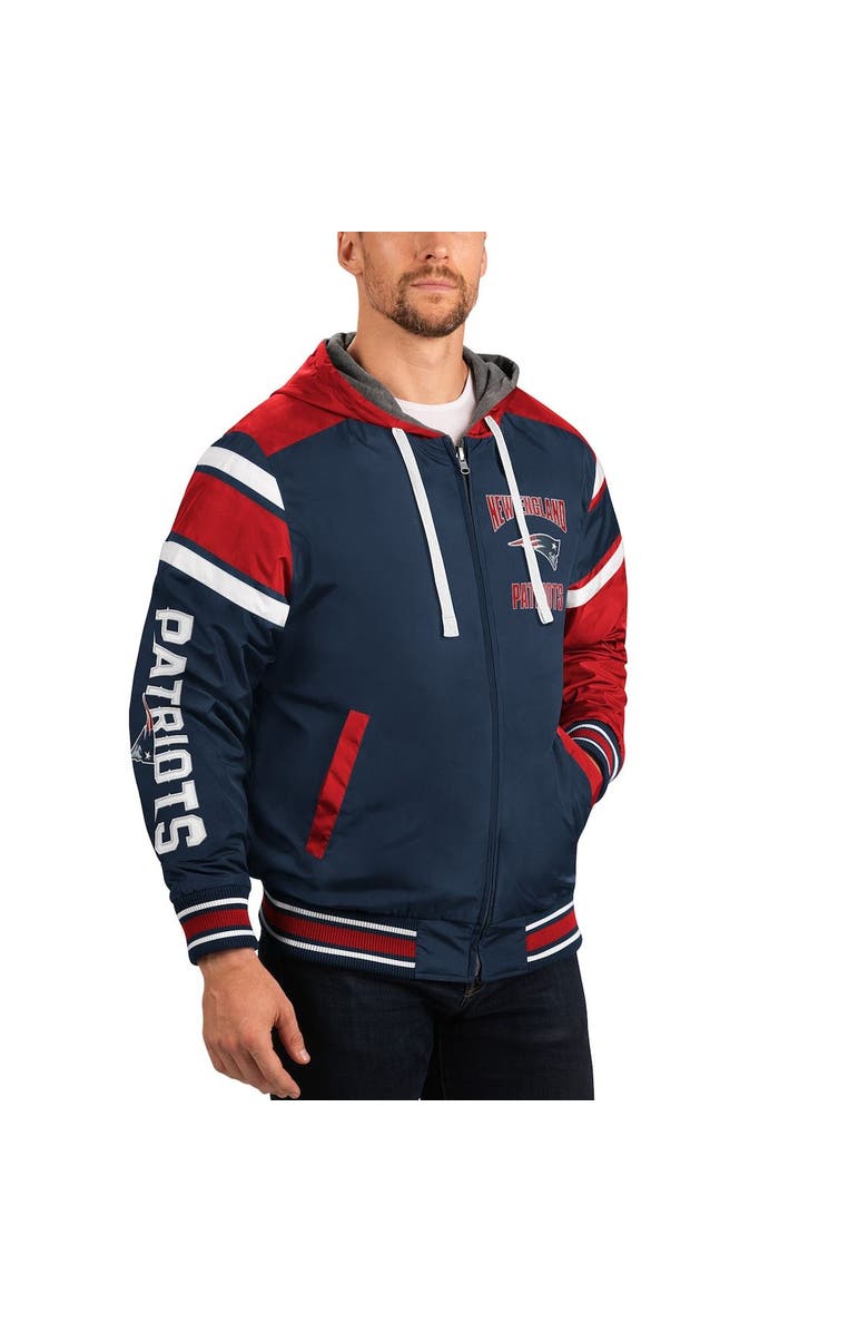 G-III SPORTS BY CARL BANKS Men's G-III Sports by Carl Banks Navy/Gray New England Patriots Extreme Full Back Reversible Hoodie Full-Zip Jacket, Alternate, color, Navy