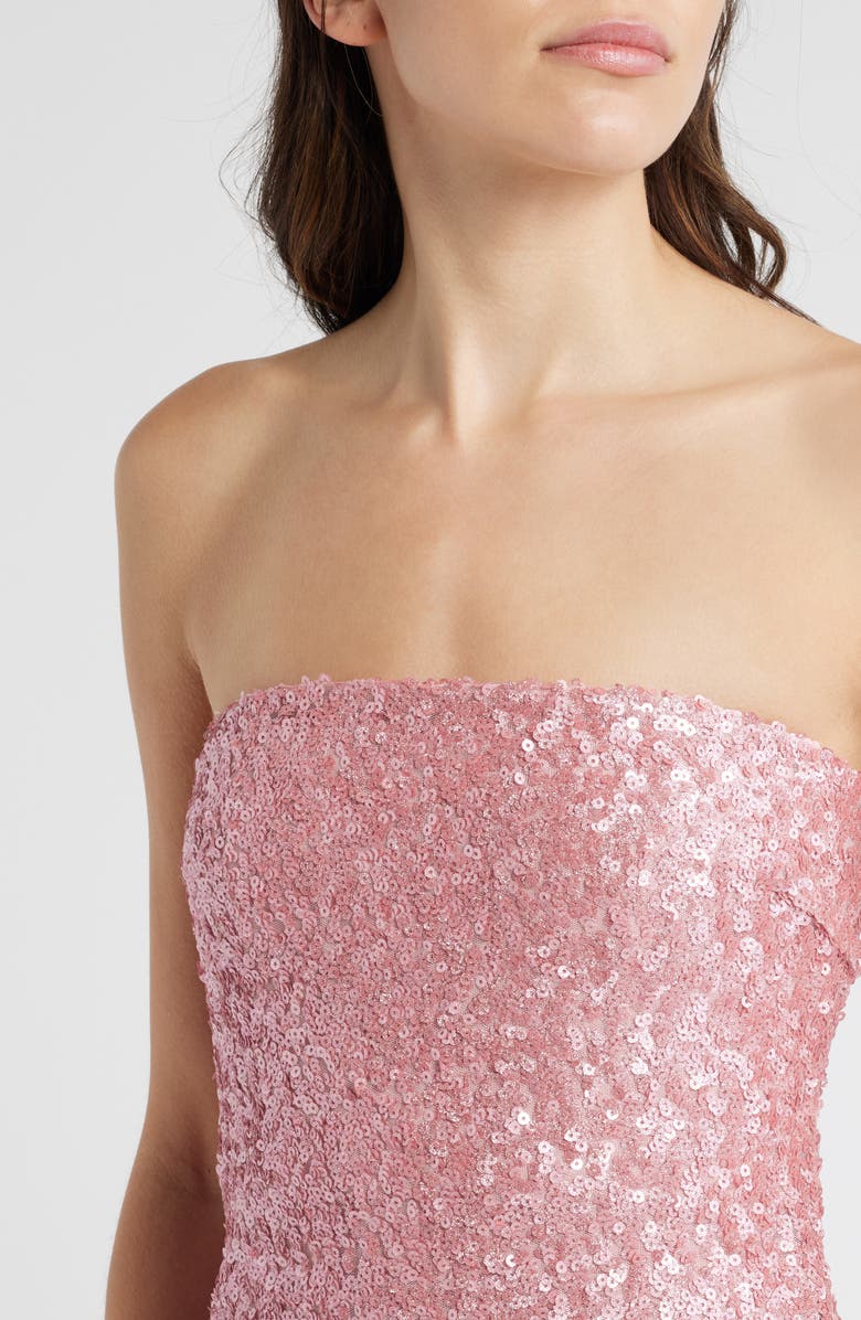 LoveShackFancy Stasia Sequin Ombré Strapless Dress, Alternate, color, 
