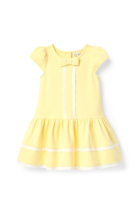 Eyelet Trim Ponte Dress (Toddler, Little Kid, Big Kid)