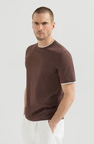 Brunello Cucinelli Cotton jersey crew neck T-shirt with faux-layering