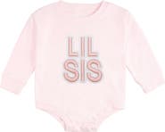 Sweet Wink Lil Sis Embroidered Patch Long Sleeve Romper