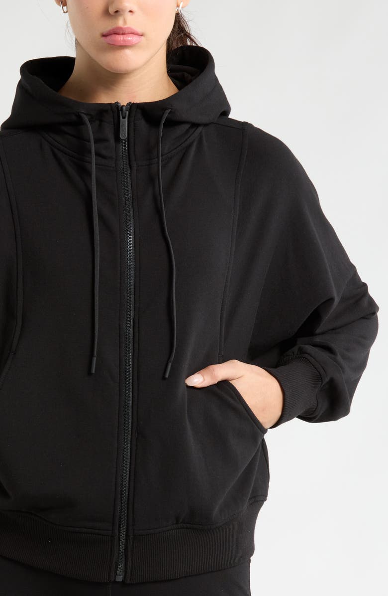 Zella Weekend French Terry Full Zip Hoodie, Alternate, color, Black