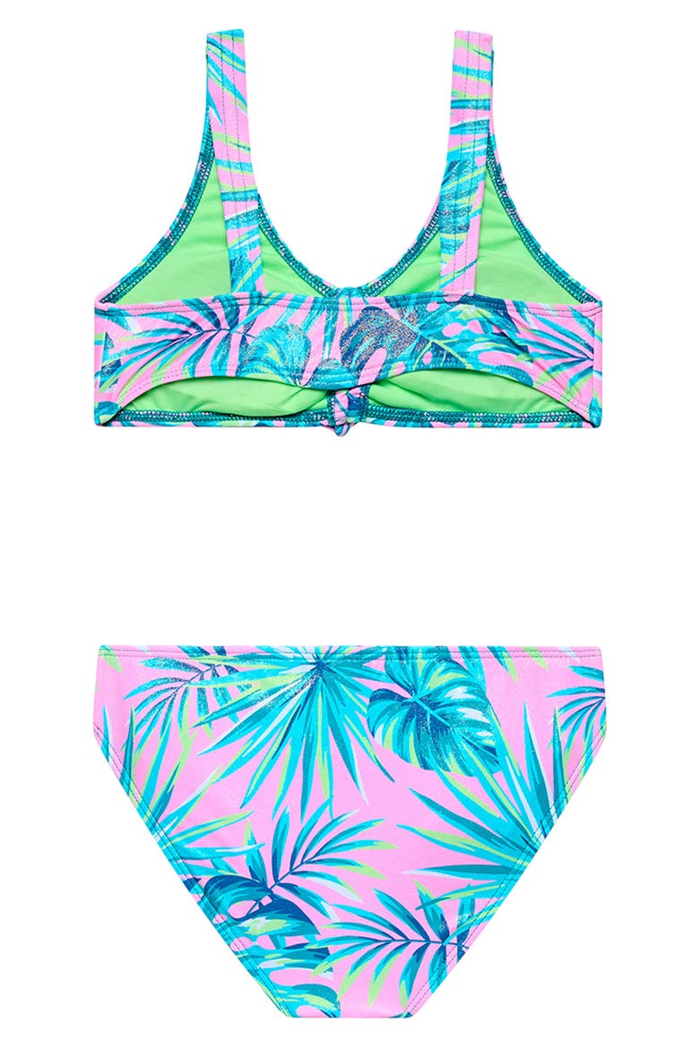 Kids' Metallic Ruched Tassel Trim Two-Piece Swimsuit, Alternate, color, BLUE