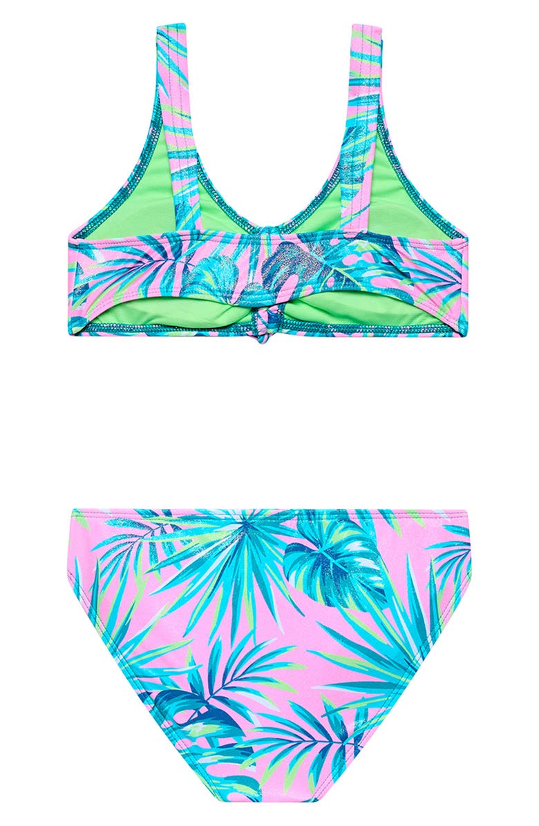 Beach Lingo Kids' Metallic Ruched Tassel Trim Two-Piece Swimsuit, Alternate, color, Blue