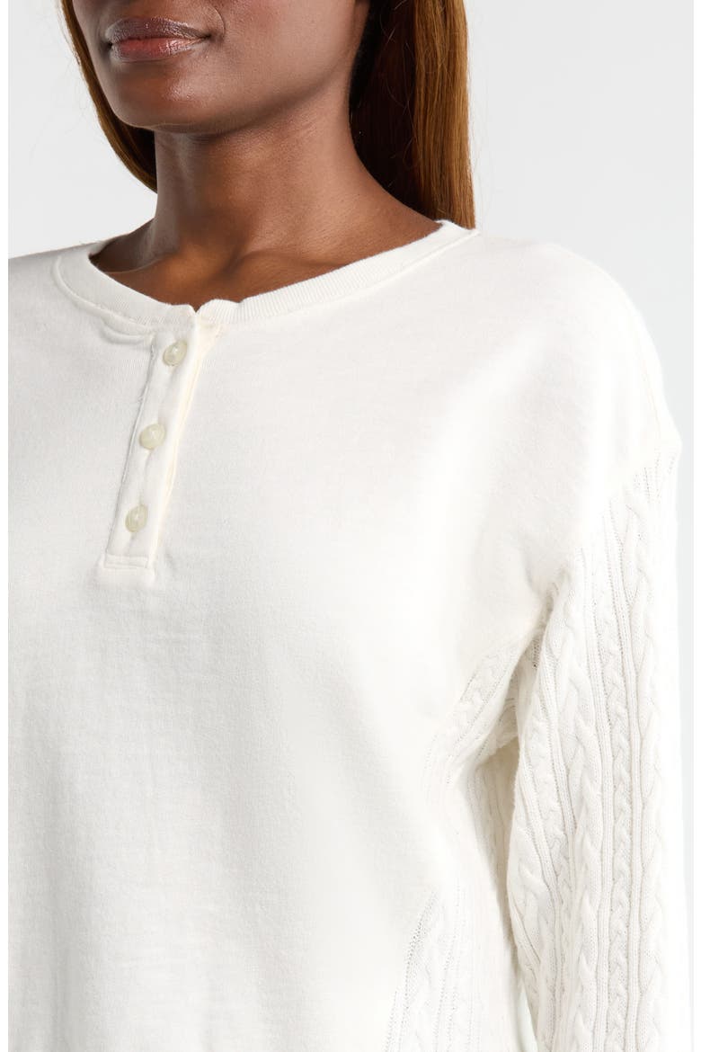 Cable Stitch Sleeve Henley Top, Alternate, color, TOFU