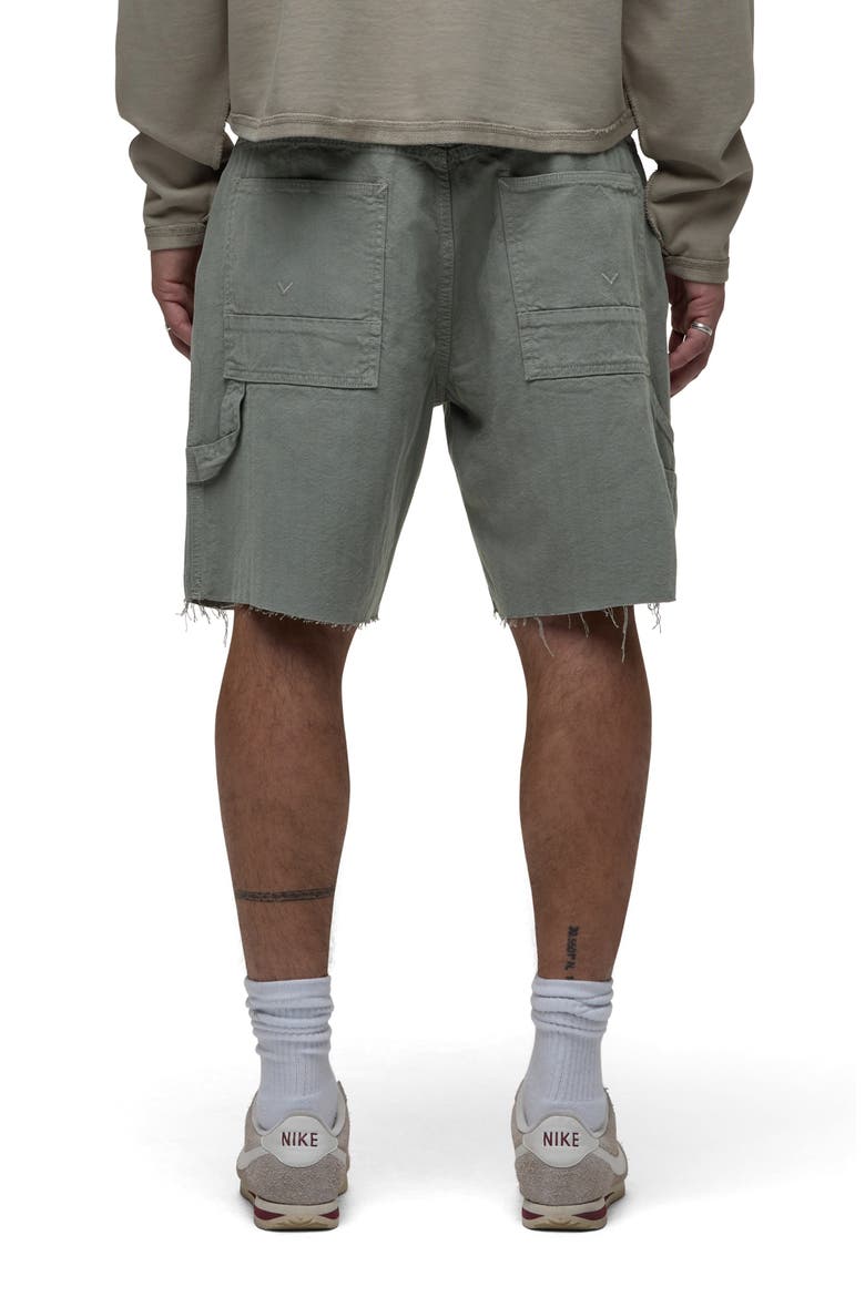 Cutoff Cotton Herringbone Carpenter Shorts, Alternate, color, SAGE