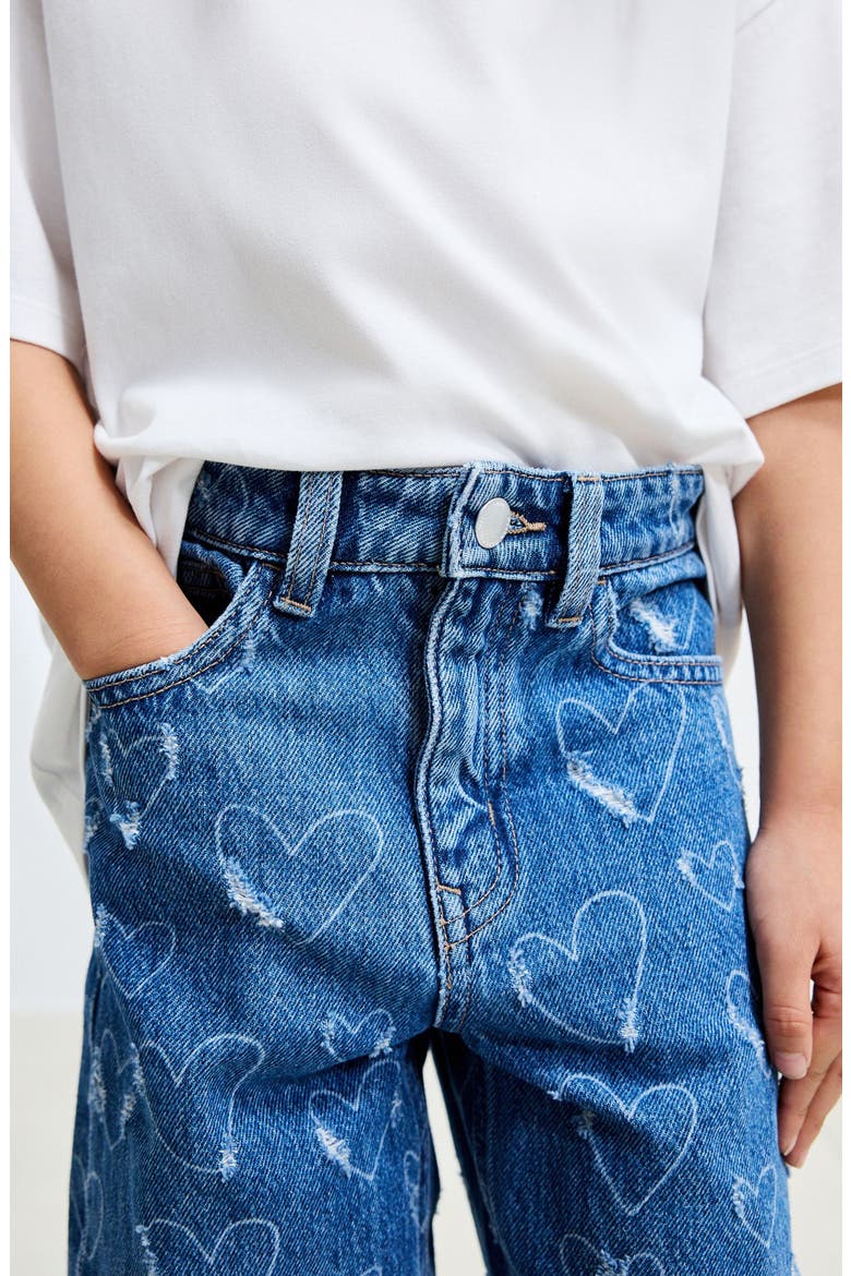 Kids' Heart Laser Wide Leg Jeans, Alternate, color, BLUE
