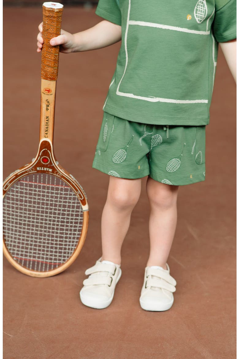 Kids' Tennis Organic Cotton Shorts, Alternate, color, DOUBLES GREEN
