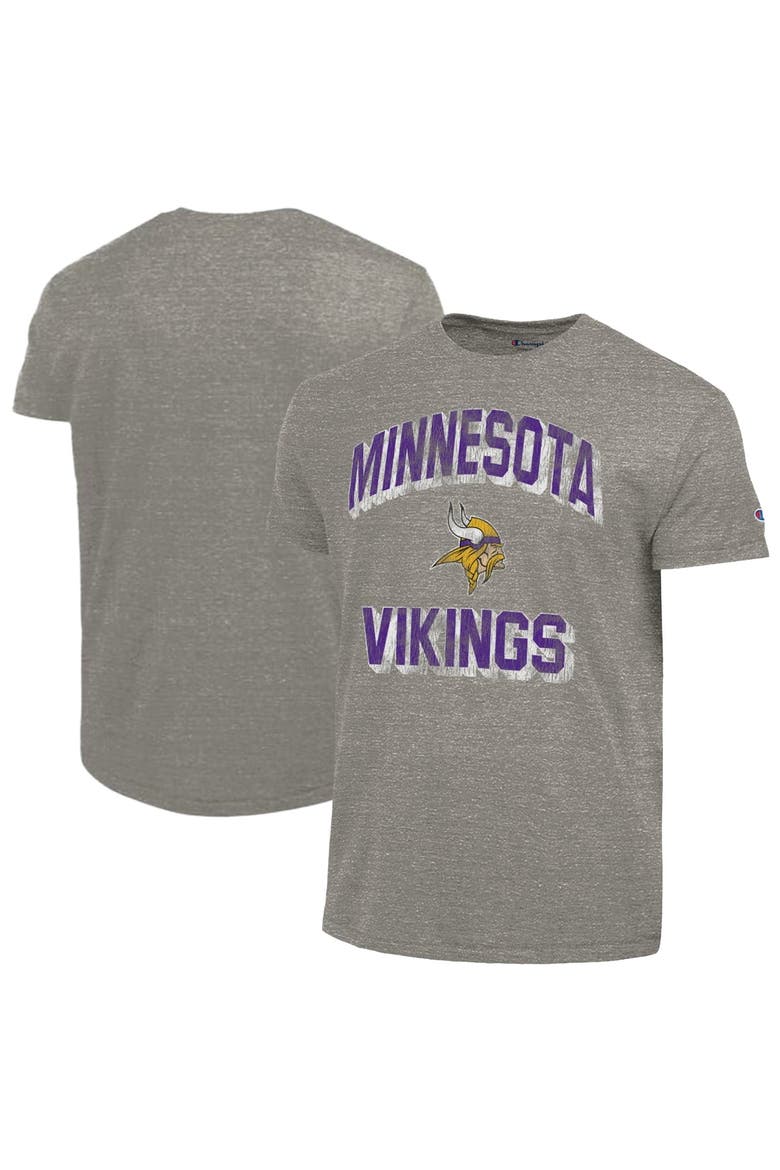 Men's Champion  Heather Charcoal Minnesota Vikings Ultimate Tri-Blend T-Shirt, Main, color, Heather Charcoal