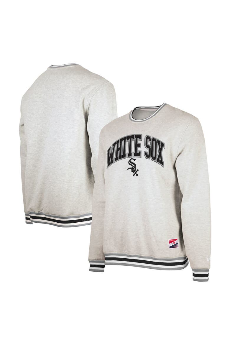 Men's New Era Heather Gray Chicago White Sox Throwback Classic Pullover Sweatshirt, Main, color, Heather Gray