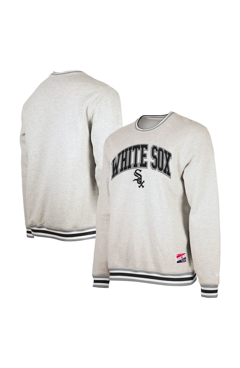 New Era Men's New Era Heather Gray Chicago White Sox Throwback Classic Pullover Sweatshirt, Main, color, 