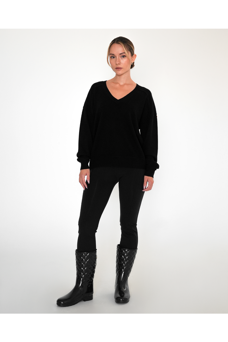 Nora V-Neck Cashmere Sweater, Alternate, color, Black