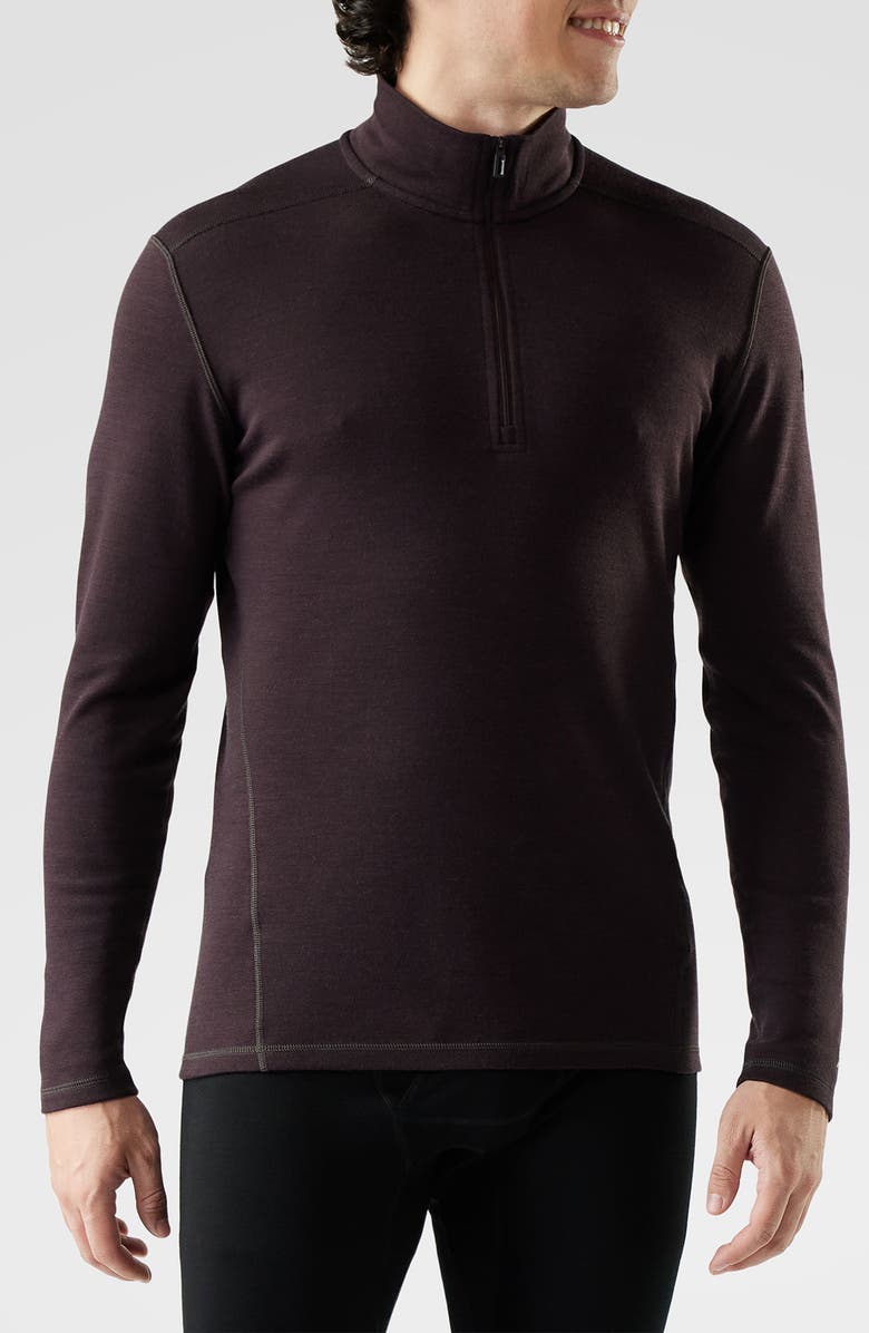 Smartwool Classic Thermal Merino Base Layer Quarter Zip Pullover, Main, color, Mink Heather