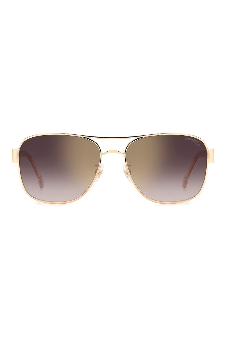 58mm Gradient Rectangular Aviator Sunglasses, Alternate, color, GOLD IVORY/ GOLDSP BURSF