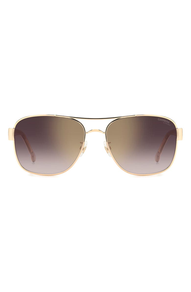 Carrera Eyewear 58mm Gradient Rectangular Aviator Sunglasses, Alternate, color, Gold Ivory/ Goldsp Bursf