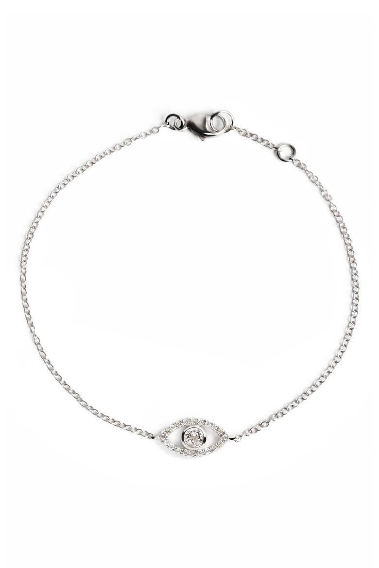 Classique Pavé Evil Eye Bracelet, Main, color, SILVER